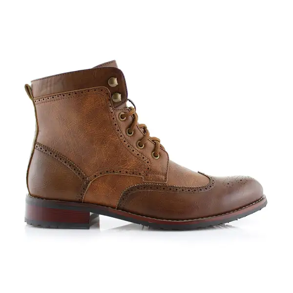 Two-Tone Wingtip Brogue Combat Boots