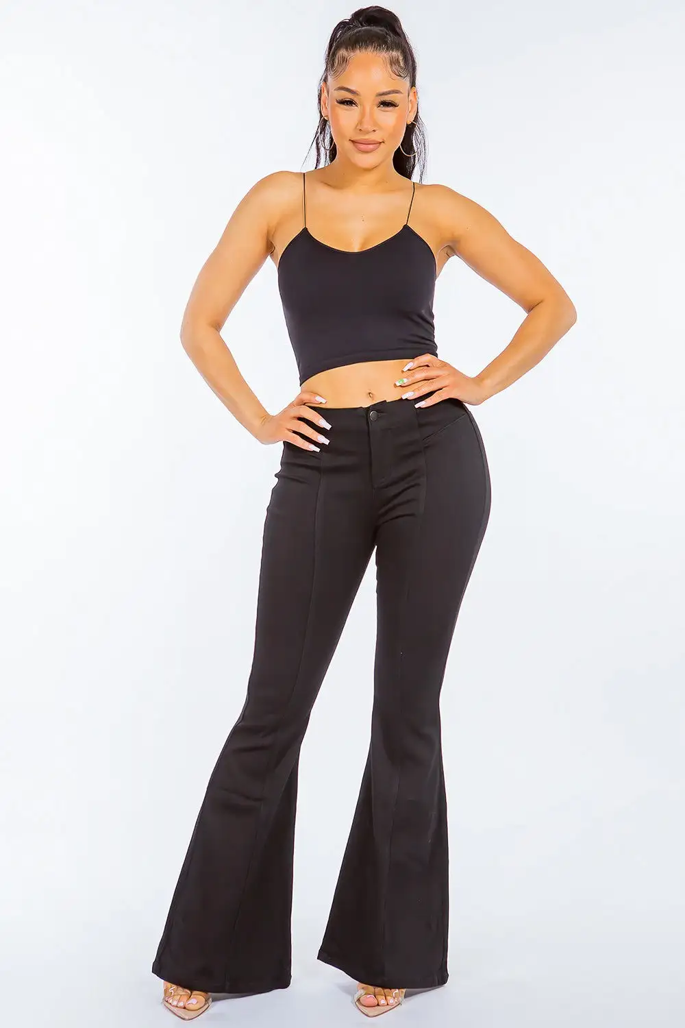 Button Front Structured Denim Jeans