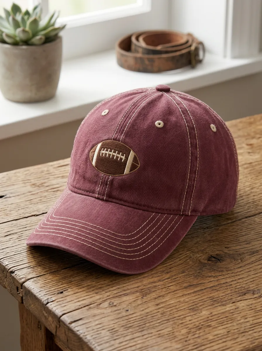Unisex American Football Lover Embroidered Ball Maroon Baseball Cap