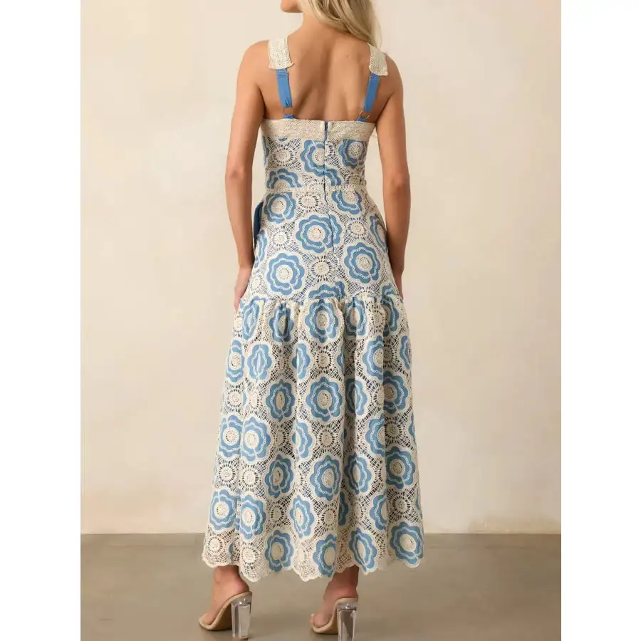 Lace Sleeveless Tiered Midi Dress