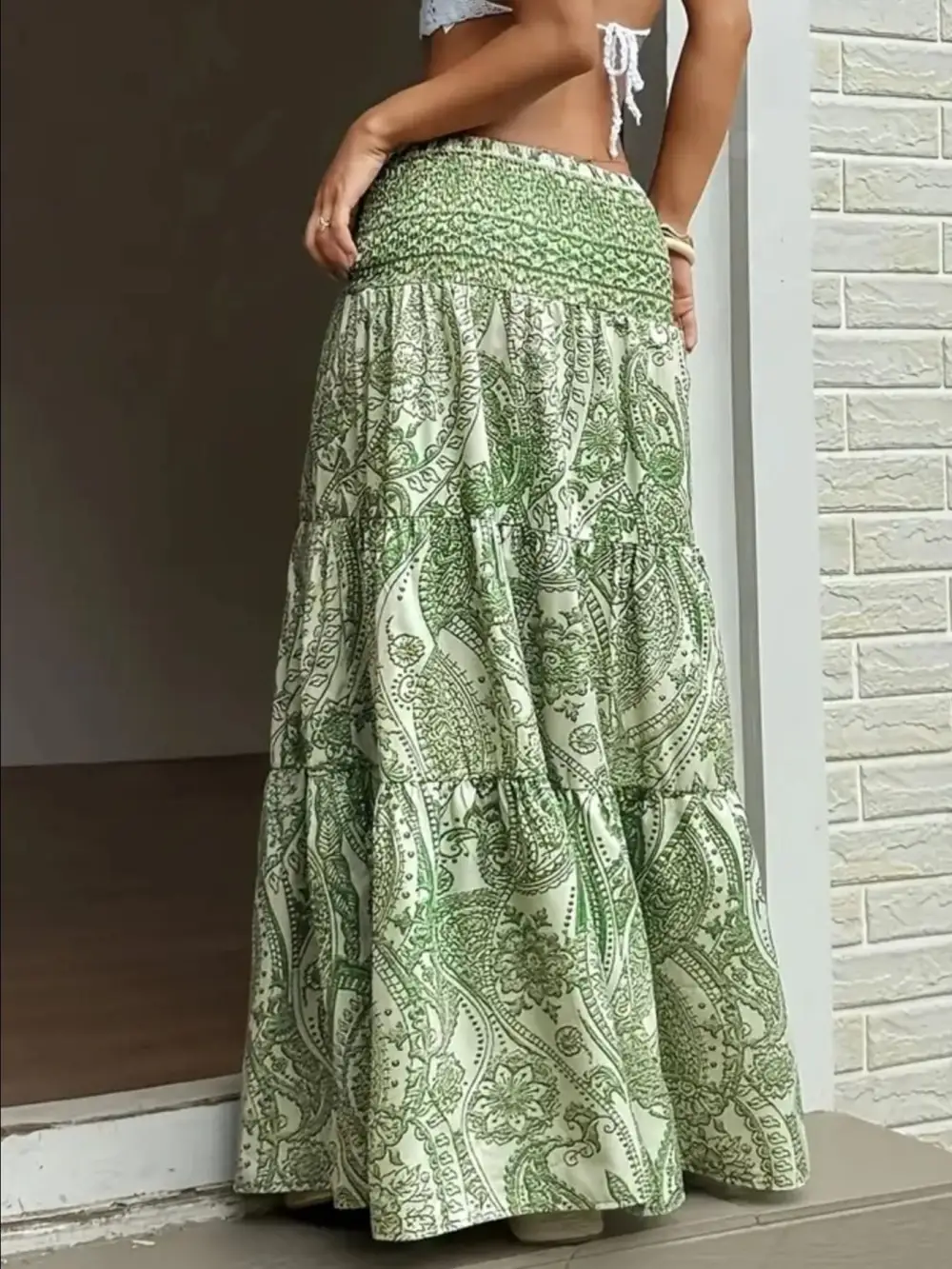 Refined Smocked Printed Skirt