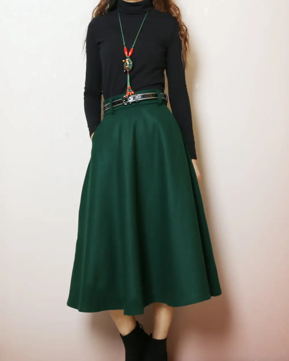 Everyday Belted Wool Maxi Skirt