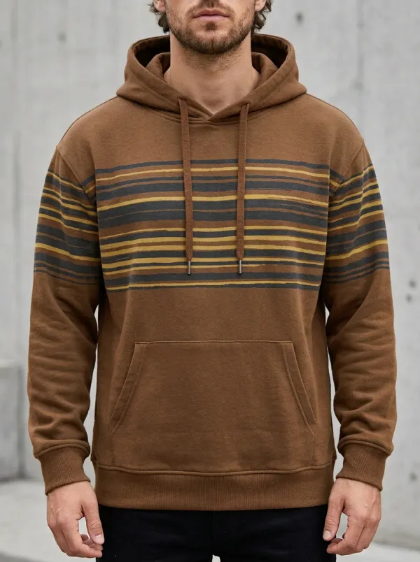 Men's Everyday Casual Striped Pattern Print Hoodie
