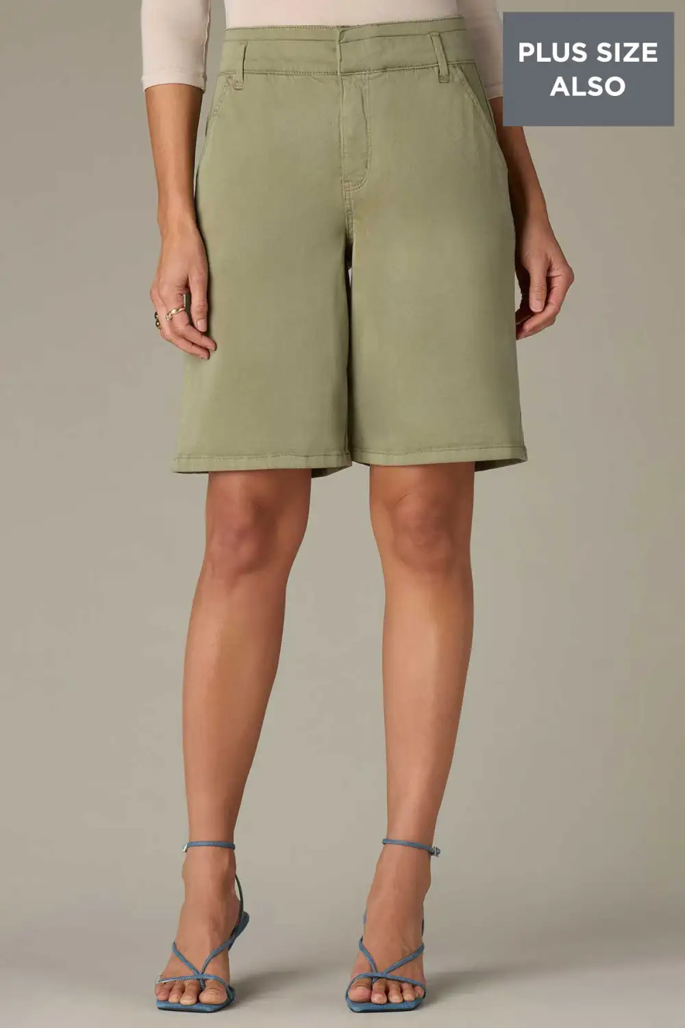 Double Waistband Plus Size Bermuda Trouser Shorts