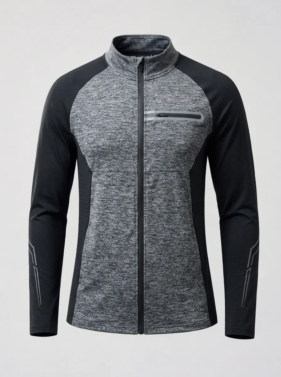 Men's Sporty Heathered Grey Colorblock Zip-up Track Jacket