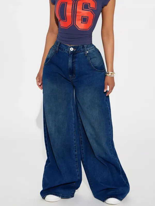 Full Size High-Waisted Wide-Leg Jeans Plus Size
