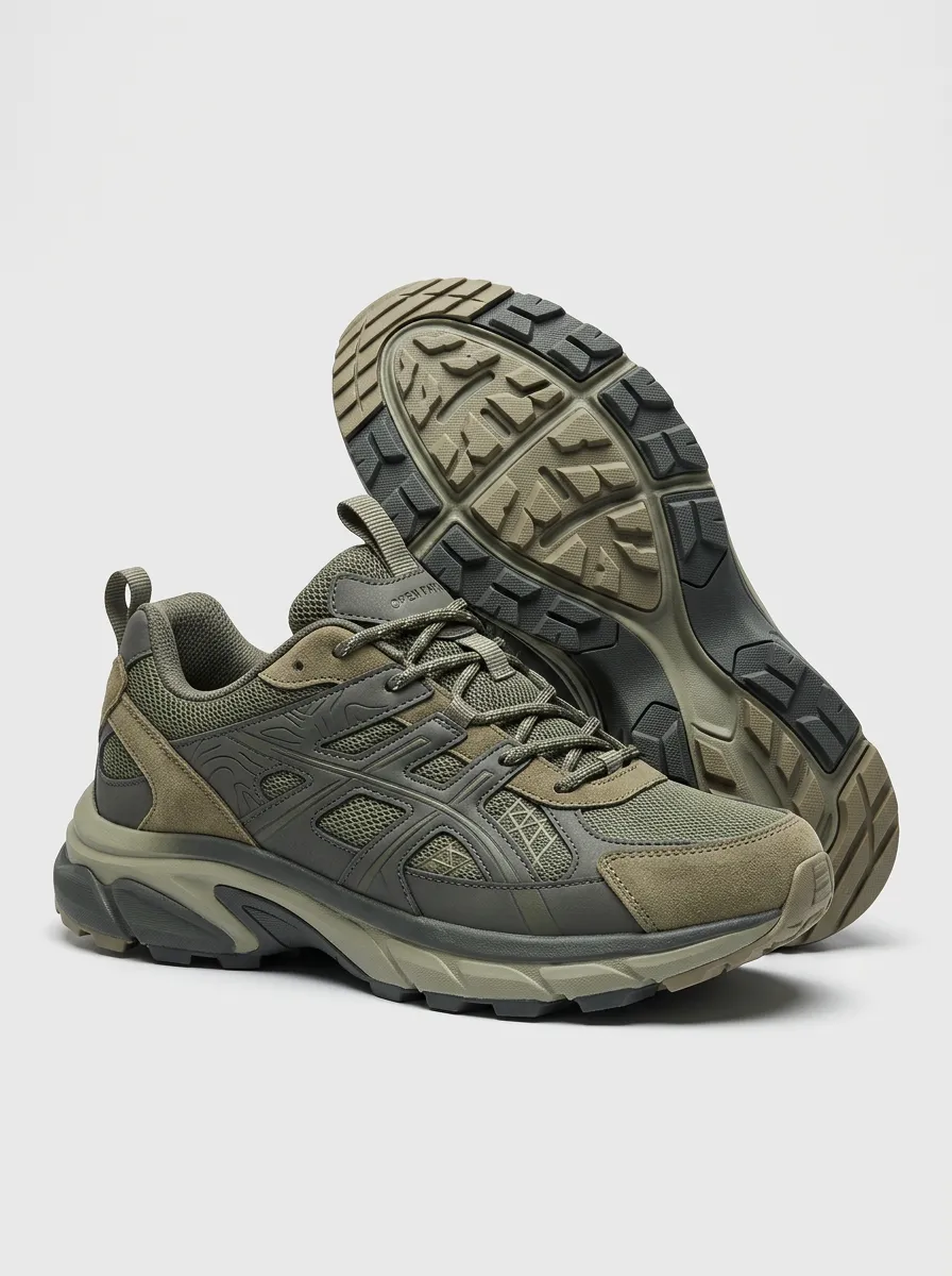 Panelled Hiking-Inspired Casual Sneakers