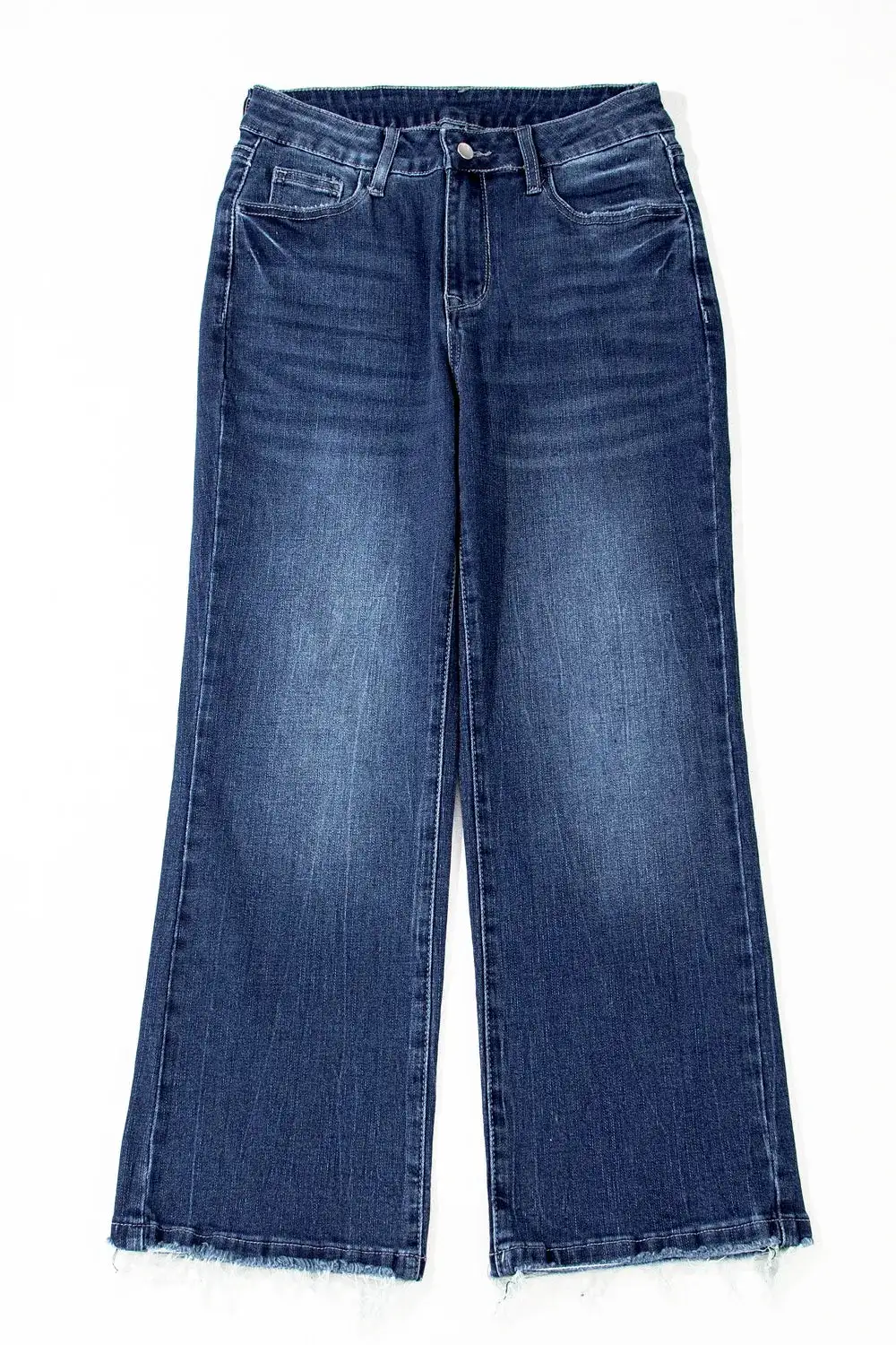 Mineral Wash Raw Hem High Waist Flared Jeans