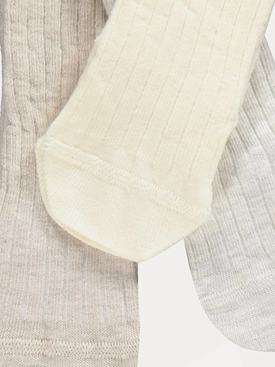 Neutral Cotton Rich Ribbed Tights 3 Pack