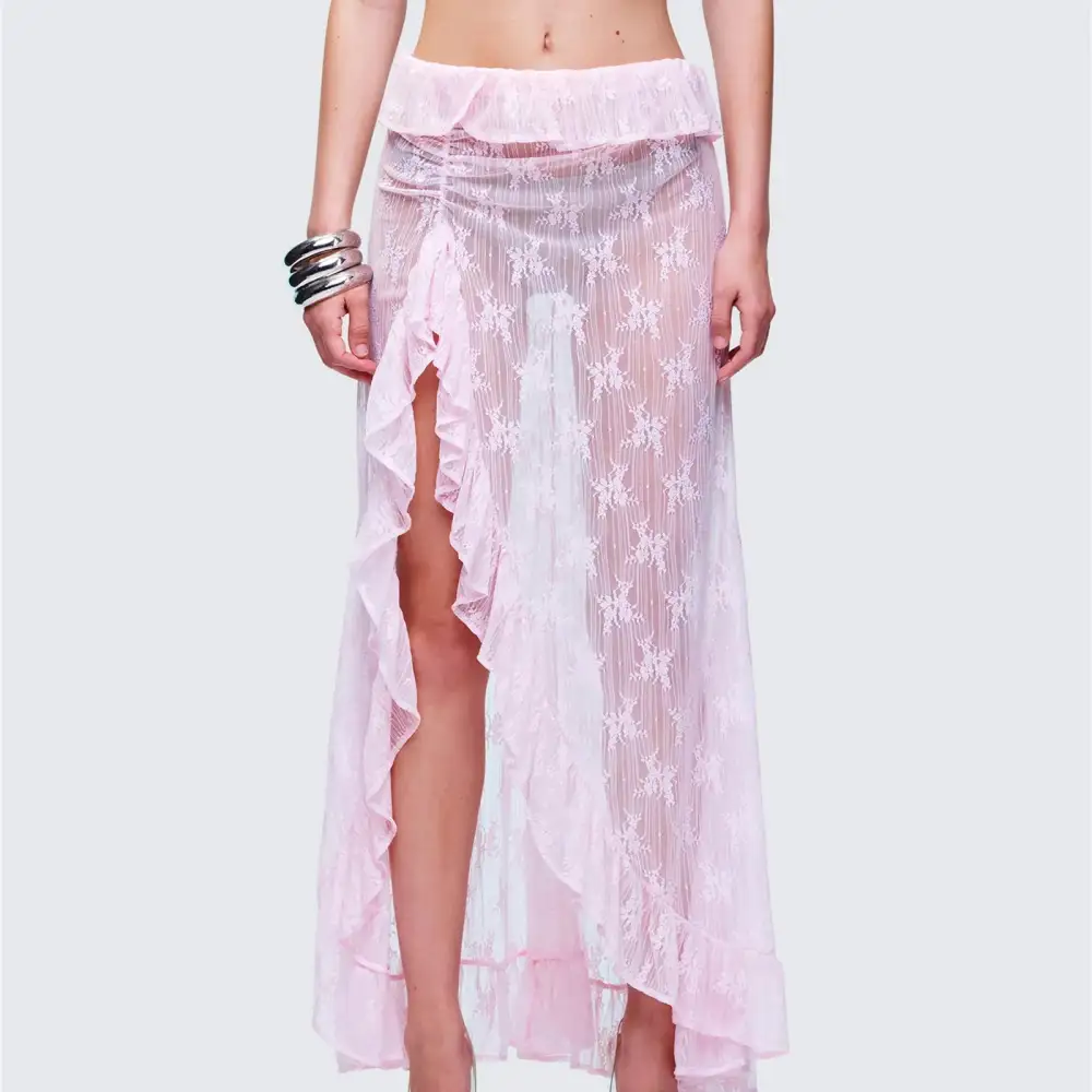 Midi Mini Lace Ruffled Skirt