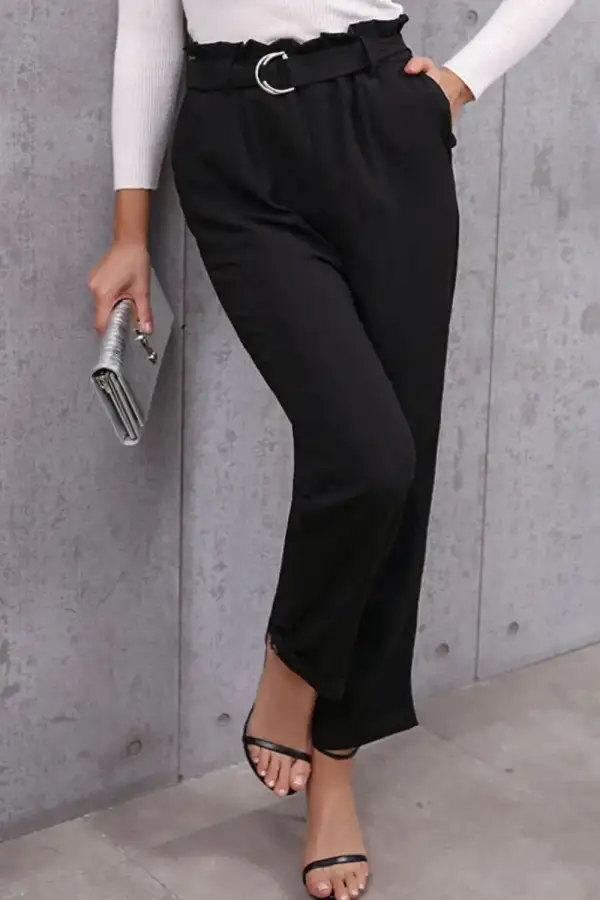 Paperbag Waist Pocketed Casual Everyday Pants