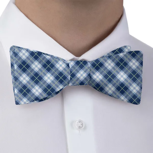 Waffle Plaid Motif Bow Tie