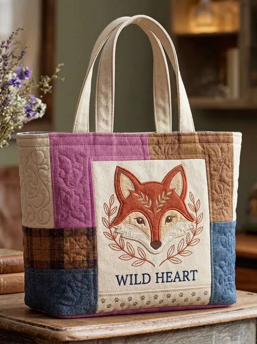 Wild Heart Fox Nature Lover Printed Tote Bag