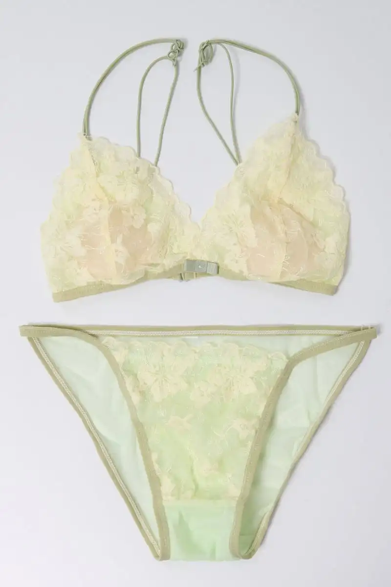 Contoured Floral Embroidery Lingerie Set