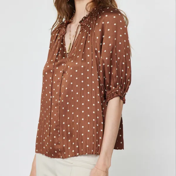 Polka Dot Pleated Blouse