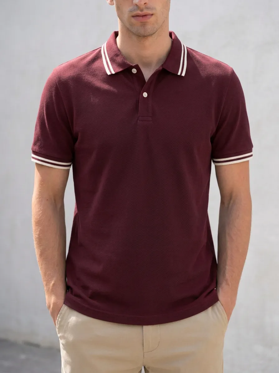 Men's Classic Everyday Striped Collar Polo Shirt