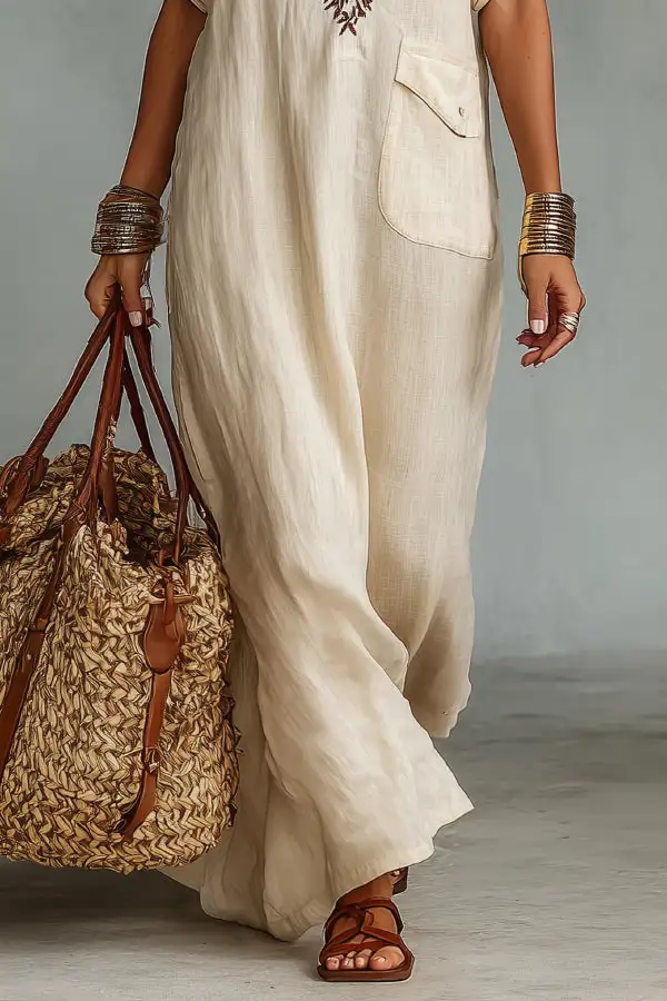 Flowing V Neck Top And Flowing Maxi Skirt Set