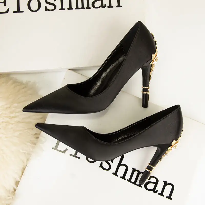 Pointed Toe Stiletto Heel Floral Detail Bridal Style High Heels