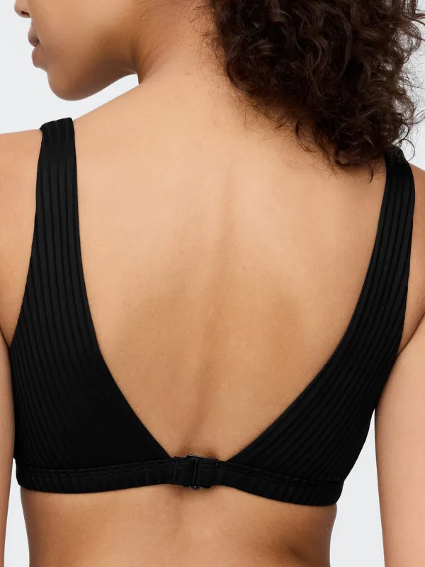 Solid Color V-Neck Bikini Top