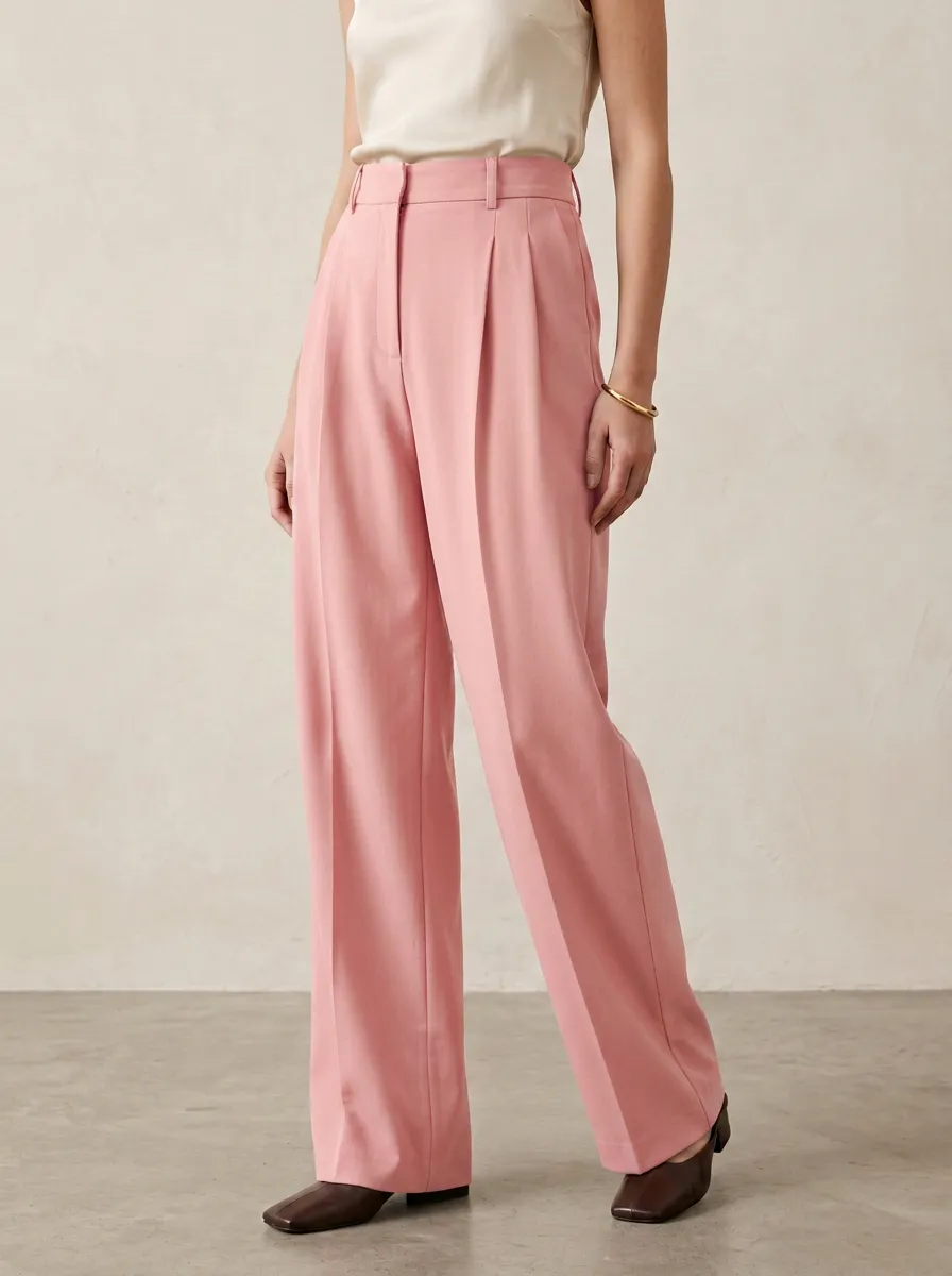 Pleated Tailored Draped Women's Wide-Leg Trousers