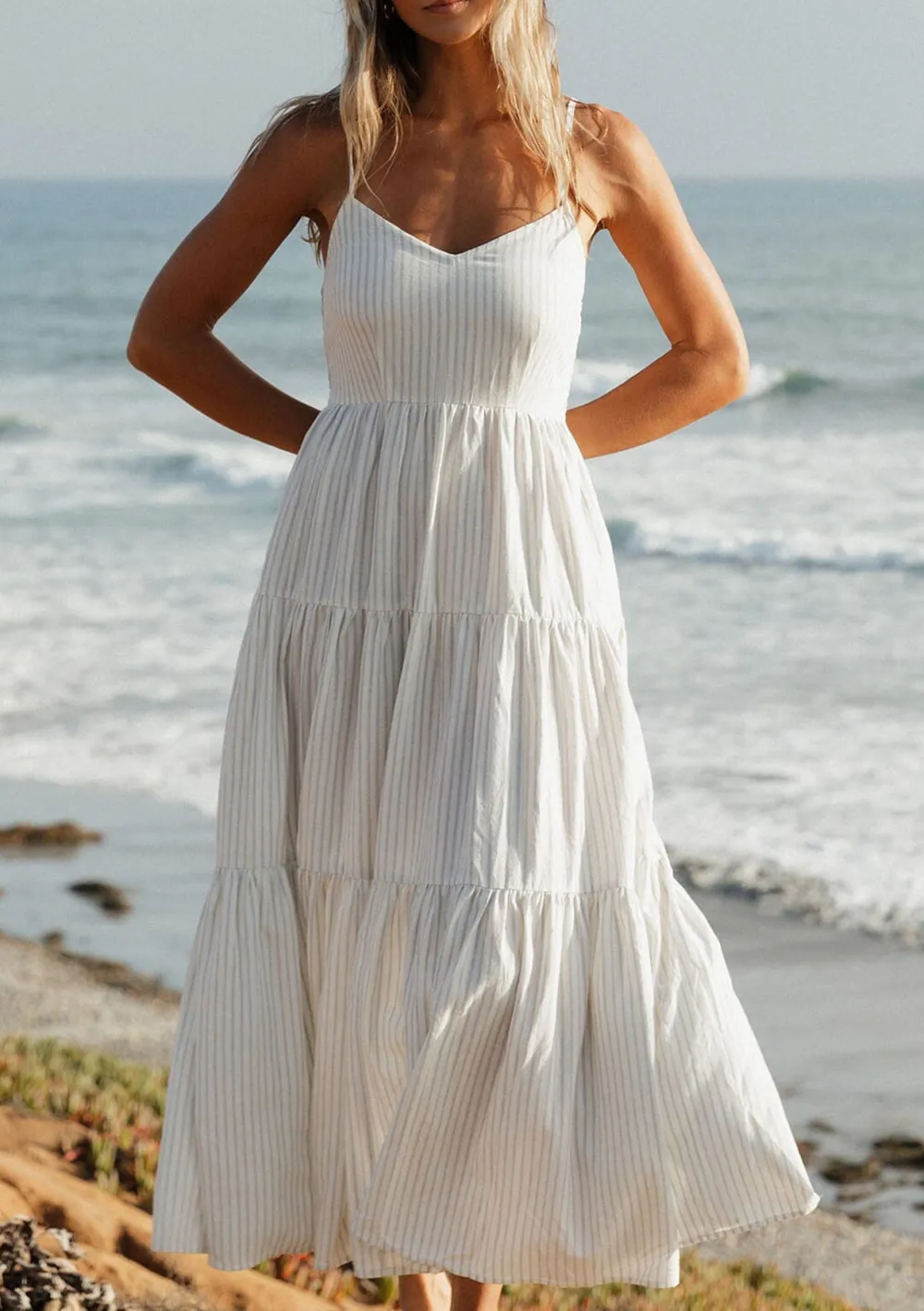 Tiered Striped Cami Dress