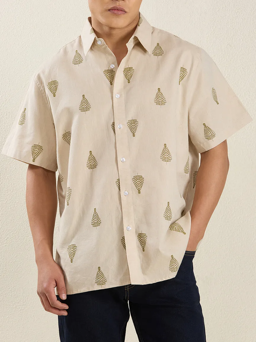 Modern Textured Half Sleeve Printed Men's Formal Shirt