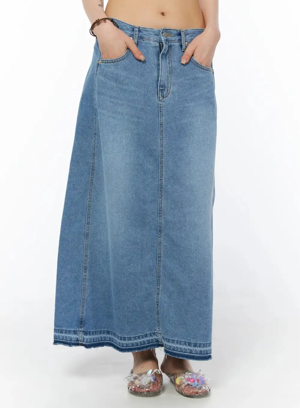 Flared Maxi Denim Skirt