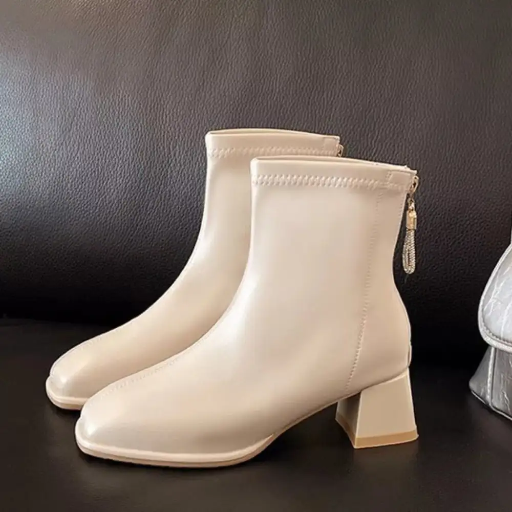 Everyday Square Toe Block Heels Boots