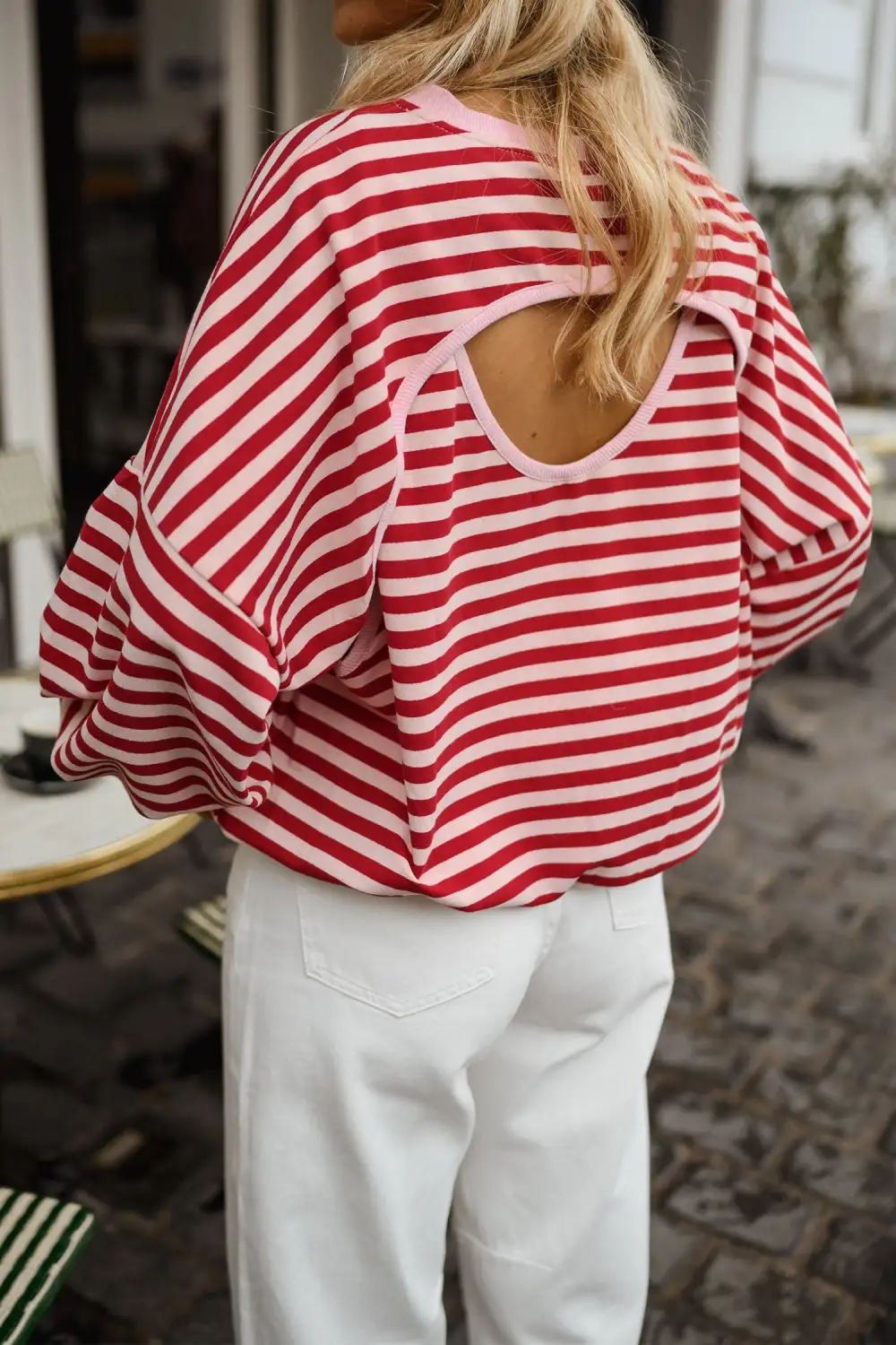 Women's Striped Long Sleeve Loose Fit Top