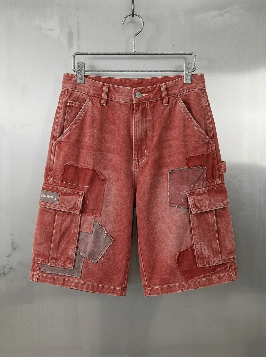 Cargo Washed Patchwork Men's Cargo Shorts