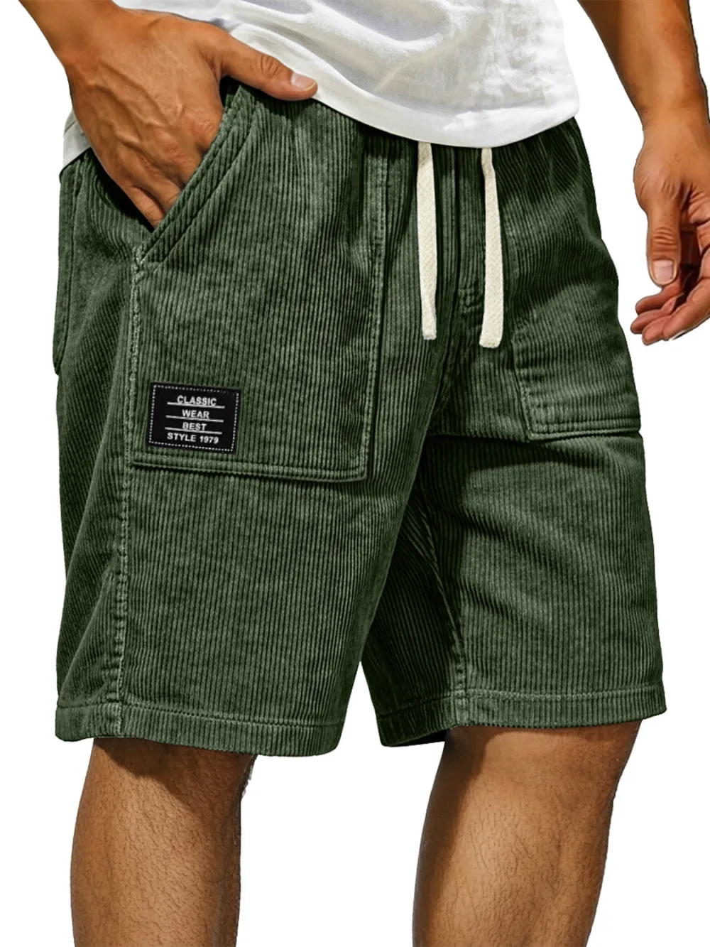 Corduroy Pocket Seamed Shorts