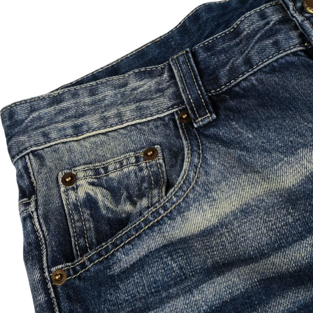 Flare Distressed Washed Denim Jeans