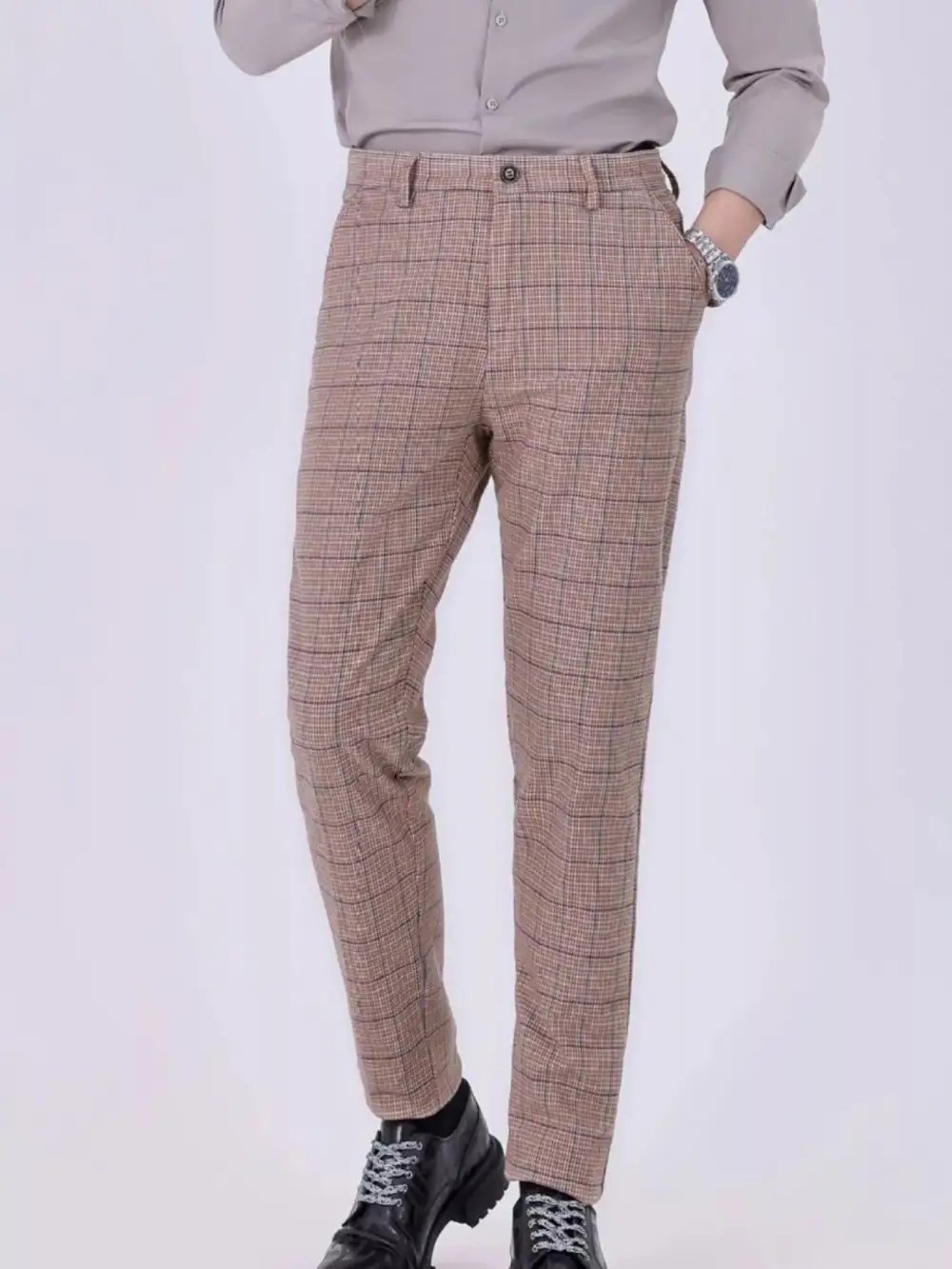 Slim Fit Plaid Pants