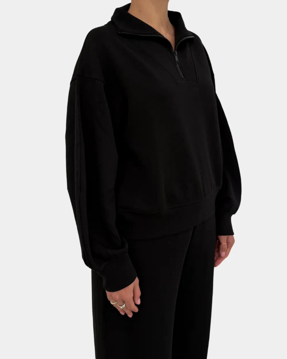 Relaxed Modal Quarter Zip Pullover Sets