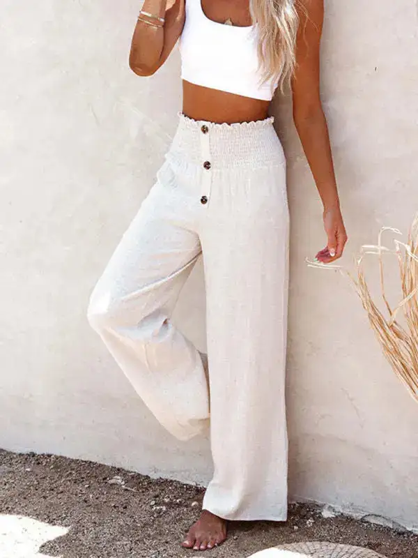 Trousers Pure Linen Loose Wide Leg Pants