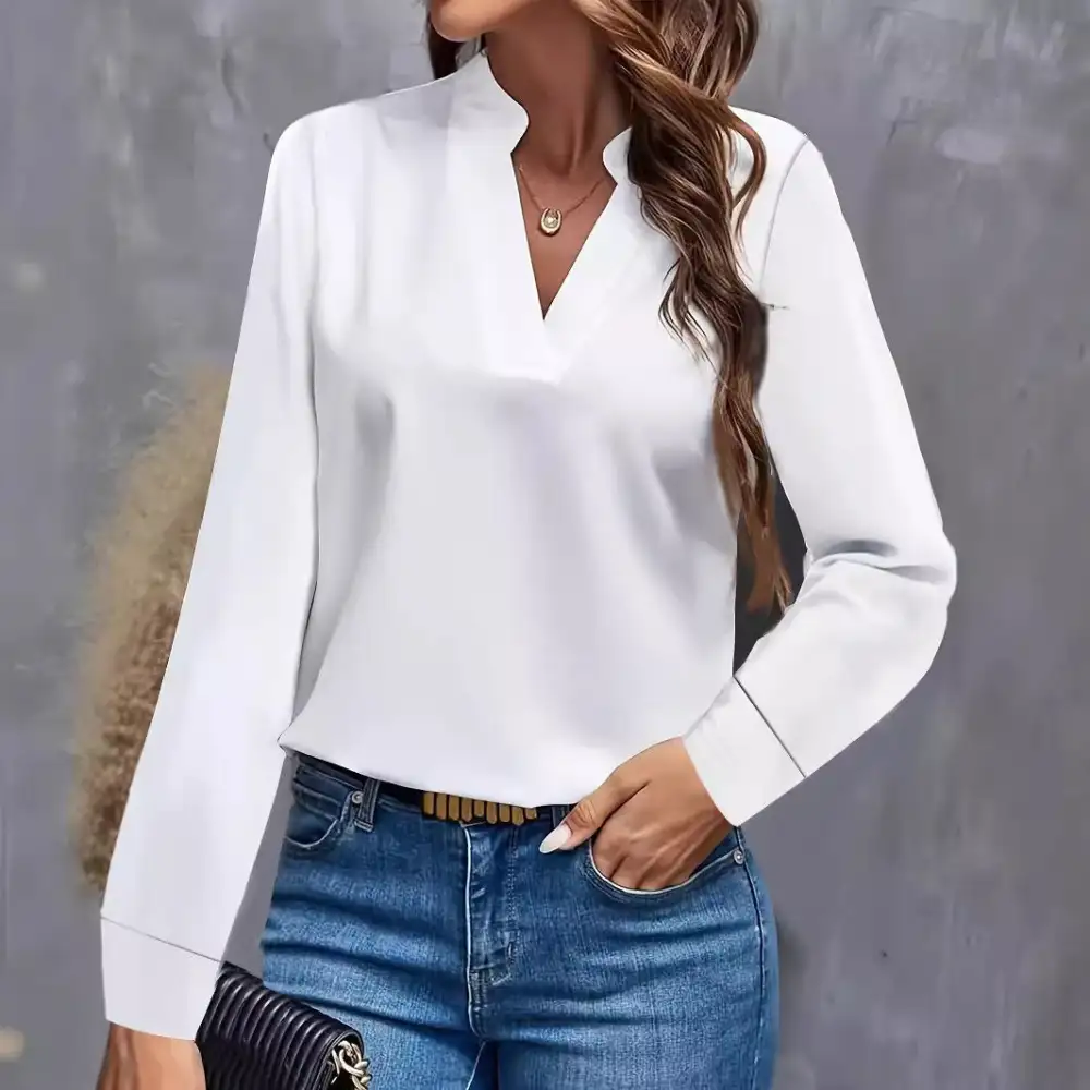 Long Sleeve Draped Blouse