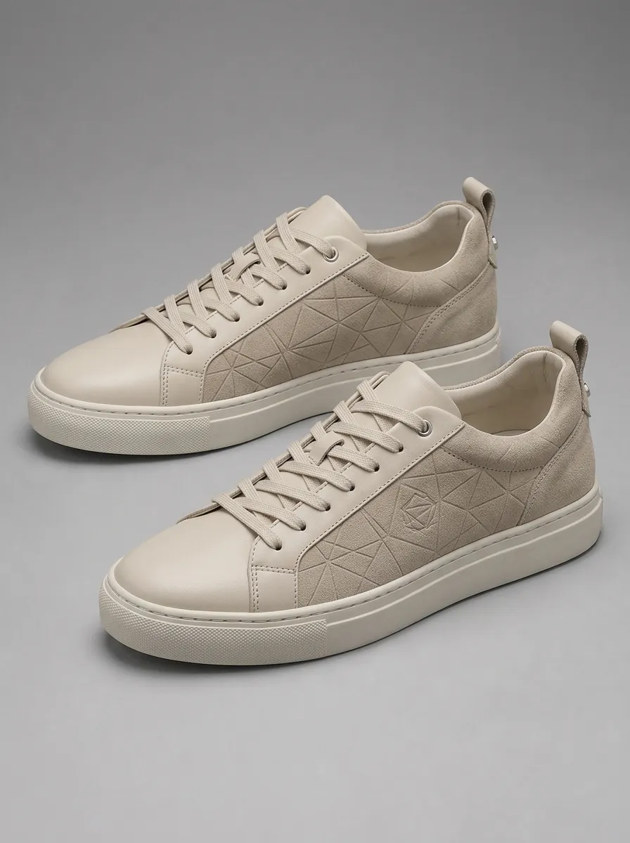 Men's Contemporary Geometric Pattern Suede Skate Shoes