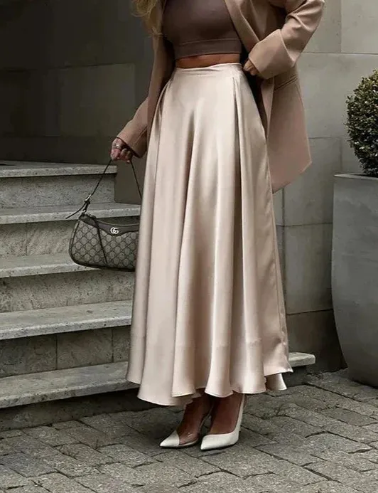 Satin Midi Skirt