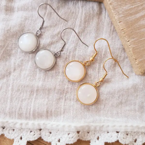 Stainless Steel Cabochon Earrings
