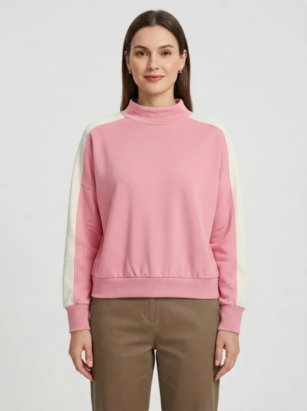 Women's Colorblock Mock-Neck Sweatshirt