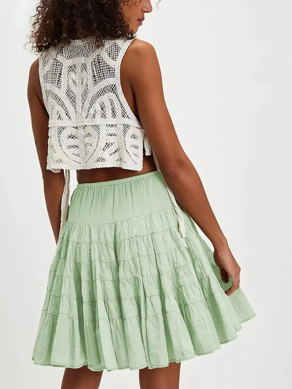 Smooth Drawstring Tiered Skirt