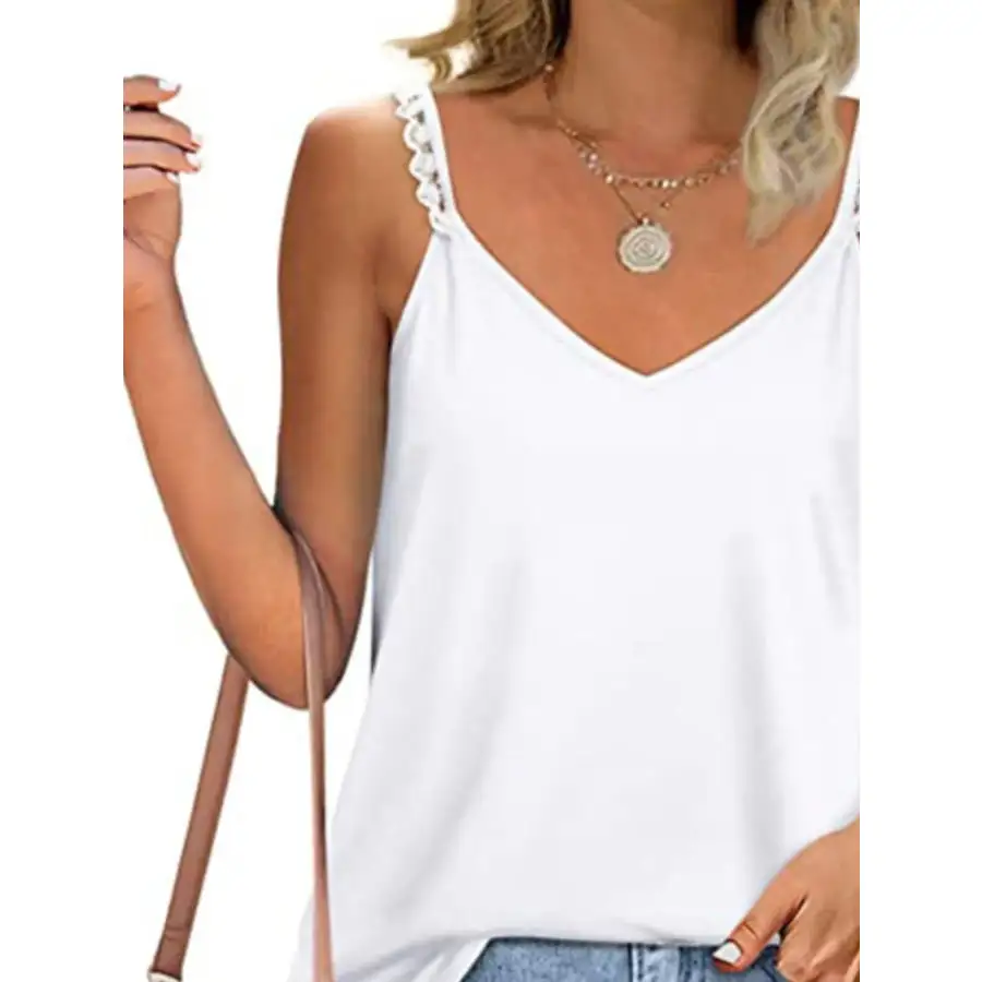 Full Size Lace Detail V Neck Camisole