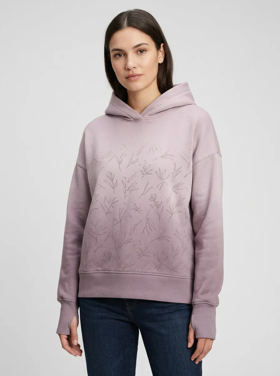 Women's Modern Floral Line Art Minimal Graphic Hoodie