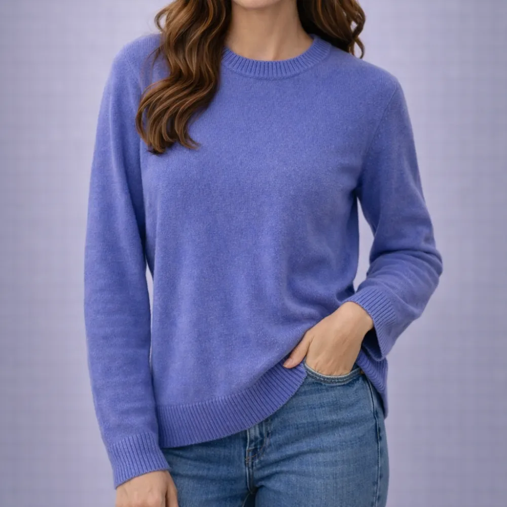 Wool Crew Neck Ribbed Pullover