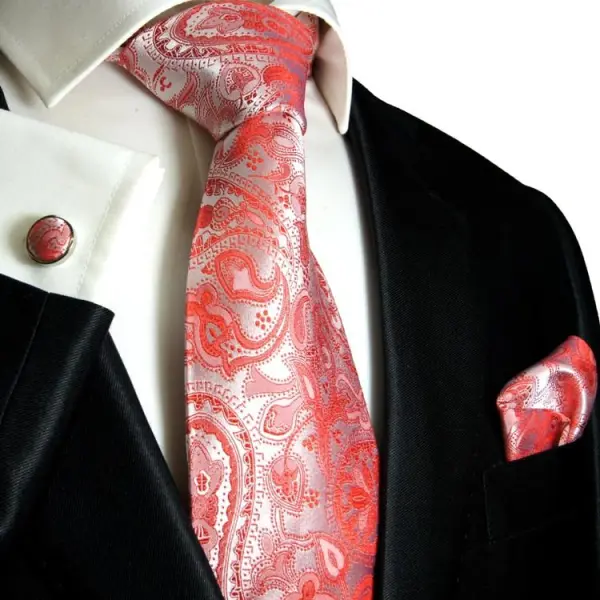 Polished Silk Paisley Men's Necktie Accessory Set