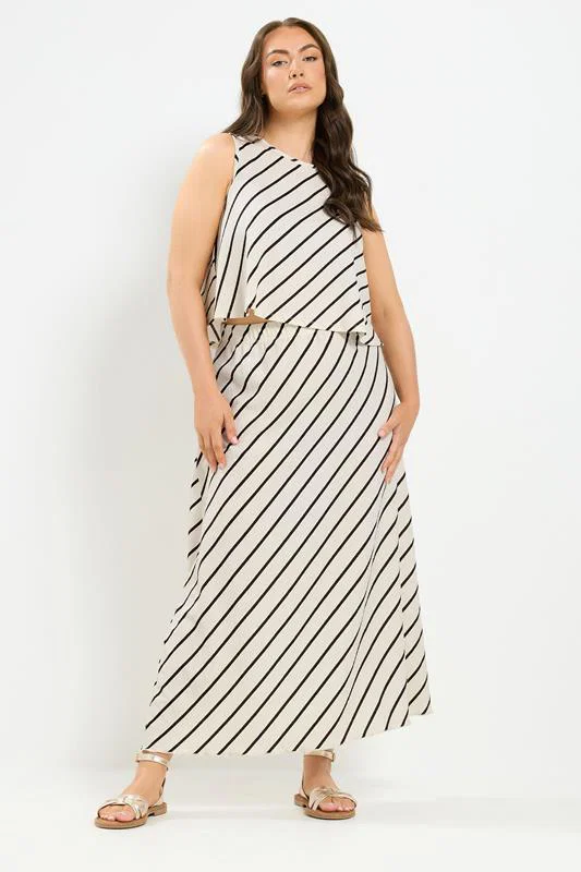 Cream Stripe Maxi Skirt detail 1