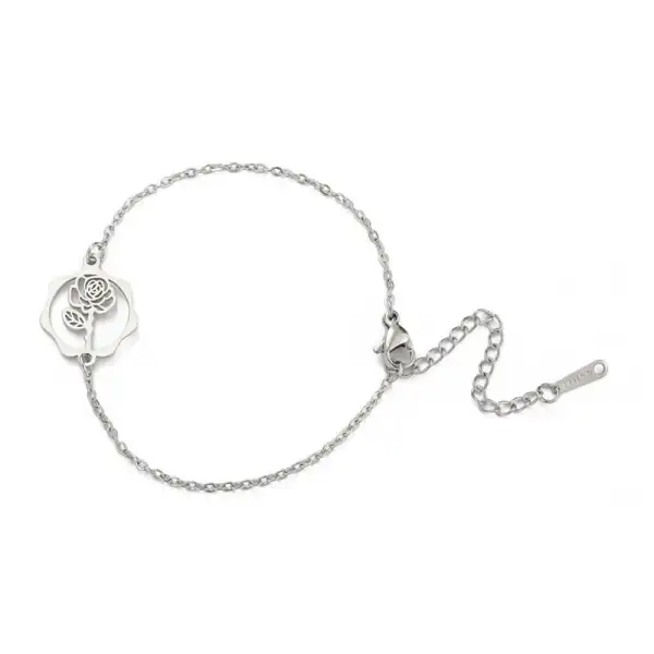 Titanium Steel Birth Flower Bracelet