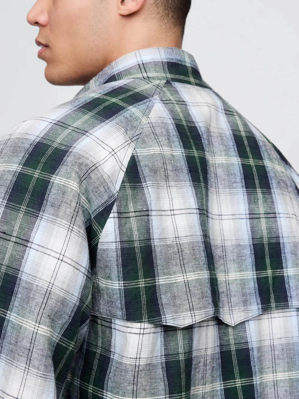 Stand Up Collar Plaid Jacket