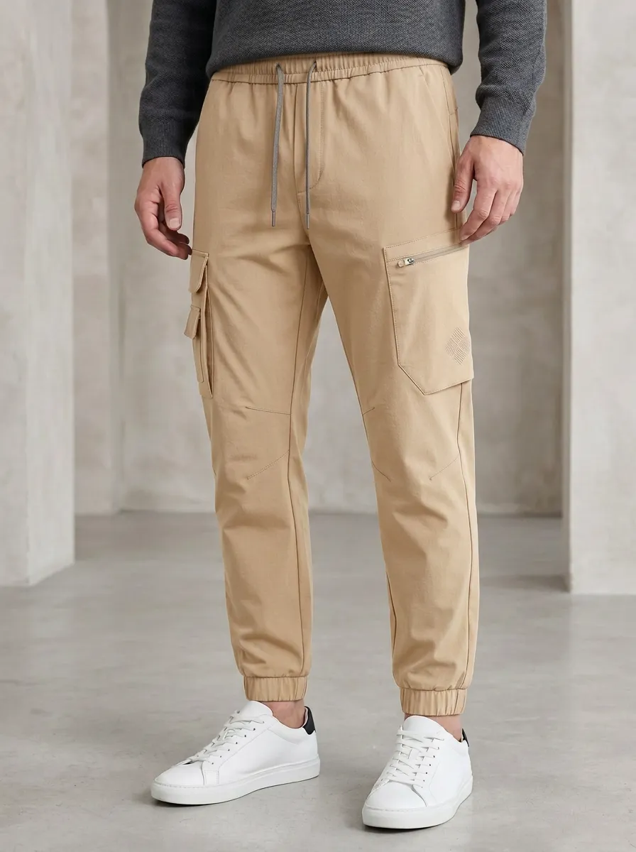 Refined Graphic Print Detail Men's Cargo Jogger Pants