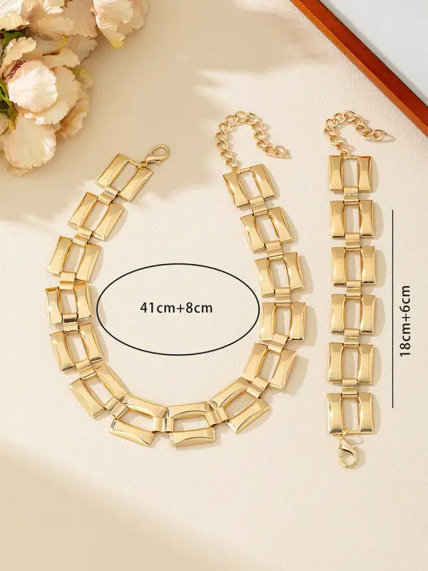 Chain Alloy Punk Necklace And Bracelet Set